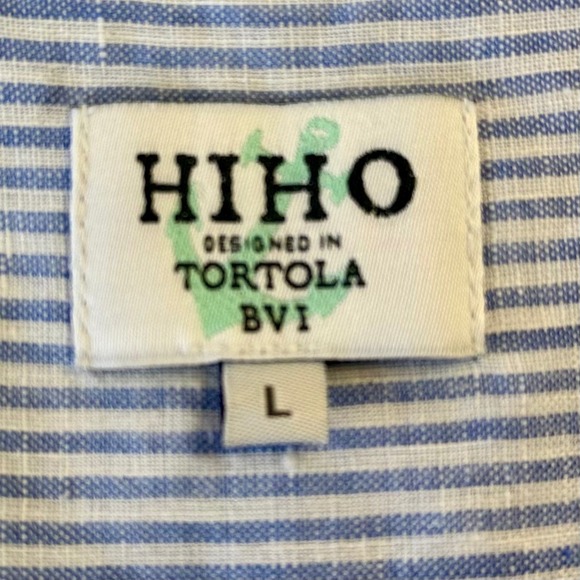 HIHO Bananakeet Blue Striped Linen Tunic Shirt Dress Long Sleeve size Large - Picture 4 of 9